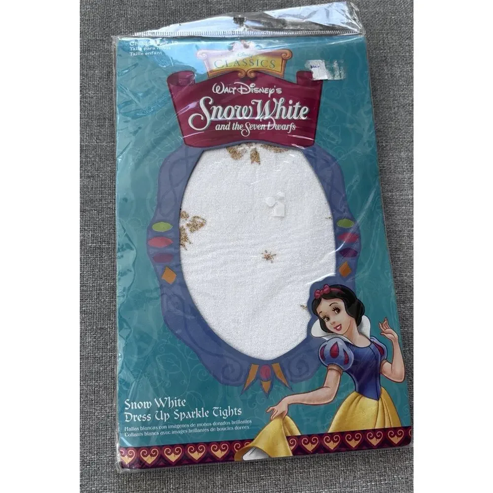 NIP Disney Snow White Dress Up Sparkle Costume Girls Tights Sz 7-10